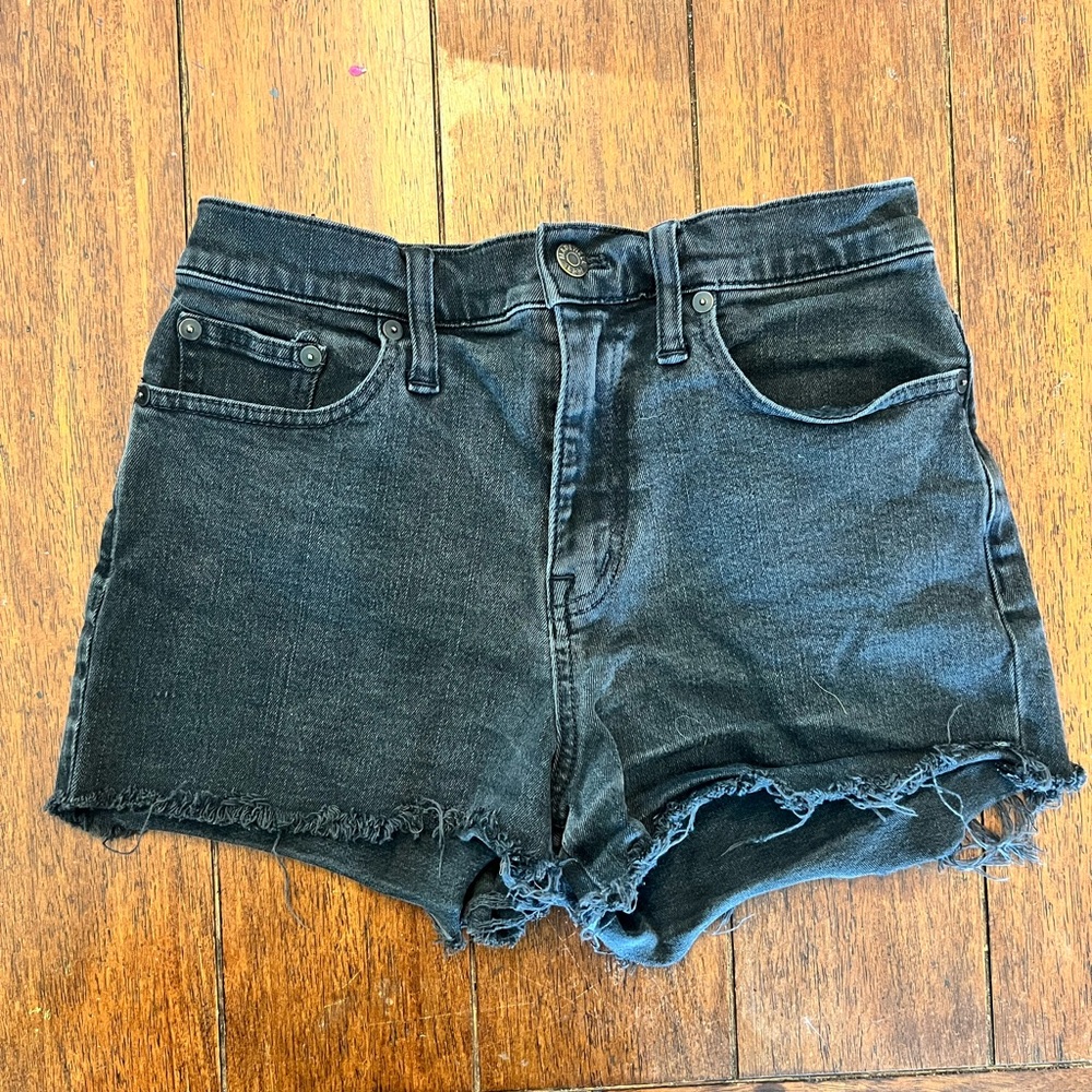 Madewell High Rise Black Denim Shorts